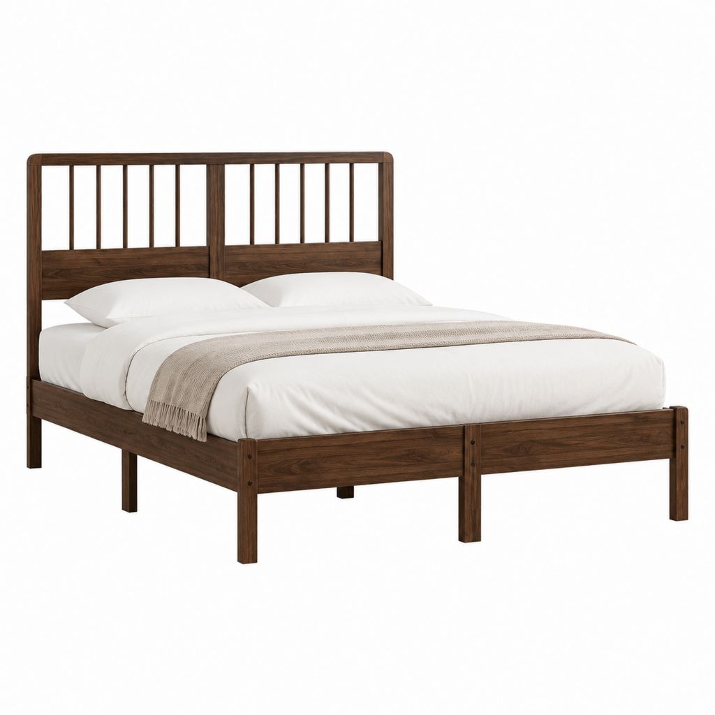 Doppelbett Bettgestell aus Massivholz Walnussbraun rechteckig 160 x 200 cm