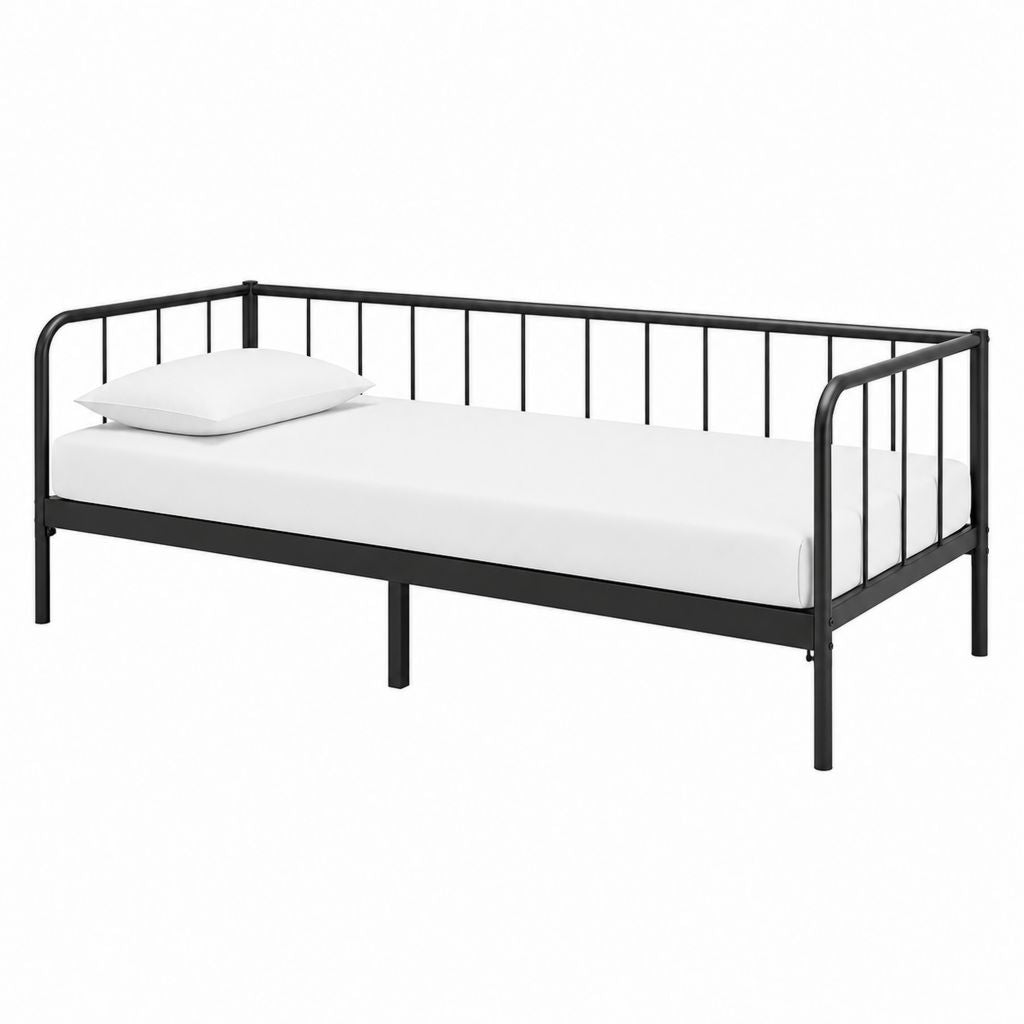 Tagesbettgestell Schwarz pulverbeschichteter Stahl 90 x 200 cm