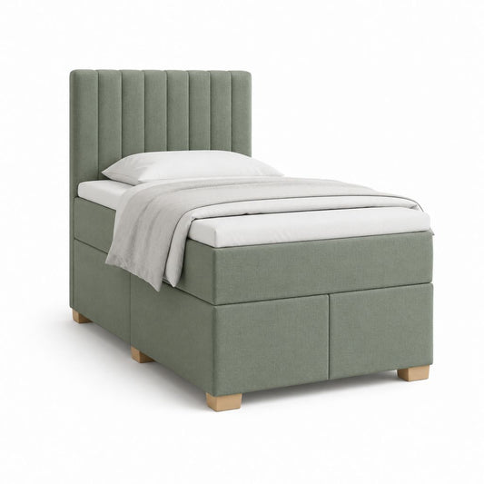 Polsterbett Grün Polyester Rechteckig mit gepolstertem Kopfteil 90 x 200 cm