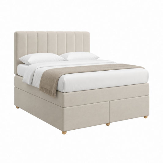 Polsterbett Doppelbett Beige Polyester Rechteckig 180 x 200 cm mit gepolstertem Kopfteil
