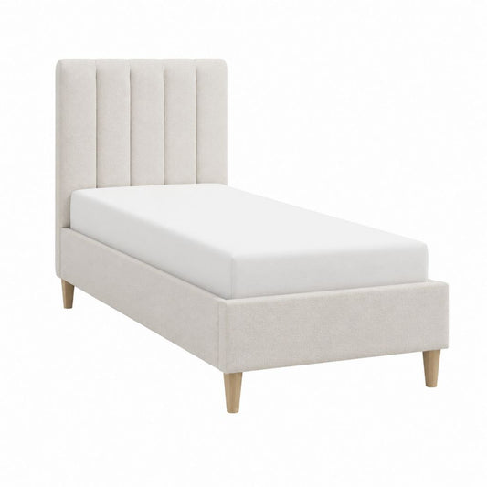 Polsterbett Einzelbett Beige Polyester rechteckig 90 x 200 cm