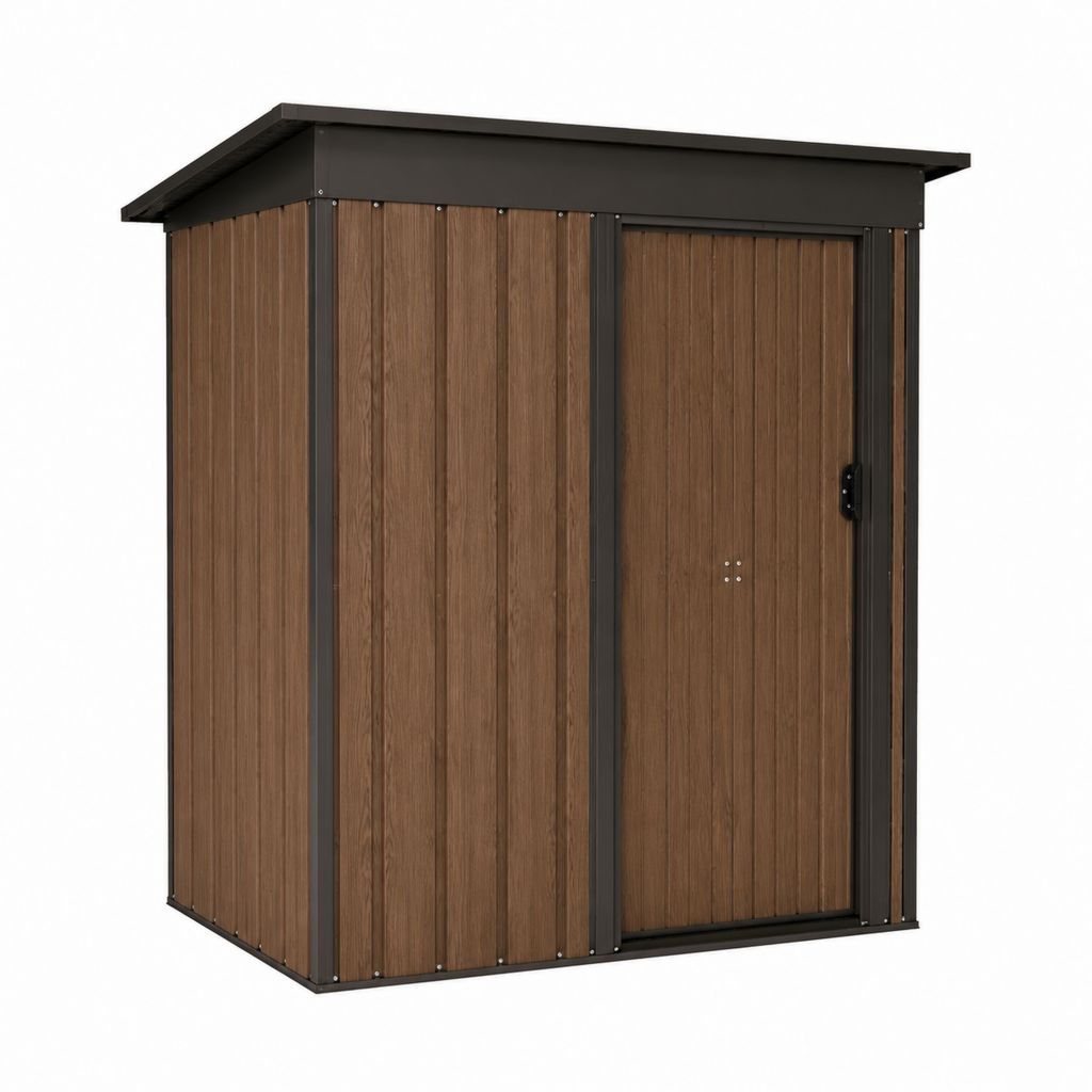 Gartengeräteschuppen Braun Anthrazit aus verzinktem Stahl mit Pultdach 180 x 120 x 200 cm