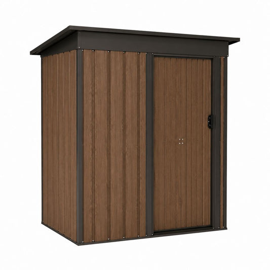 Gartengeräteschuppen Braun Anthrazit aus verzinktem Stahl mit Pultdach 180 x 120 x 200 cm