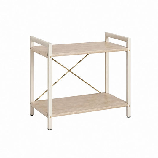Bücherregal 2 Ebenen Beige Hell Eiche MDF Stahl rechteckig 60 x 30 x 70 cm