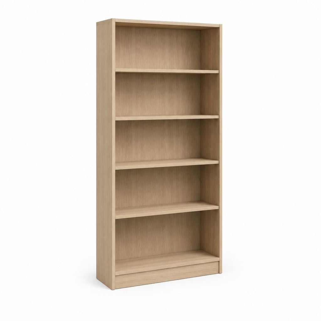 Bücherregal Eiche hell aus melaminbeschichteter Spanplatte rechteckig mit 5 offenen Fächern 80 x 30 x 180 cm
